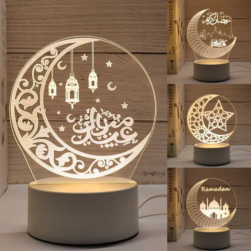 NoorMoon 3D Acrylic Night Lamp — Islamic Party Supplies & Ramadan Home Decoration