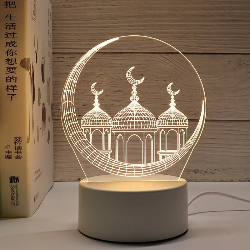 NoorMoon 3D Acrylic Night Lamp — Islamic Party Supplies & Ramadan Home Decoration