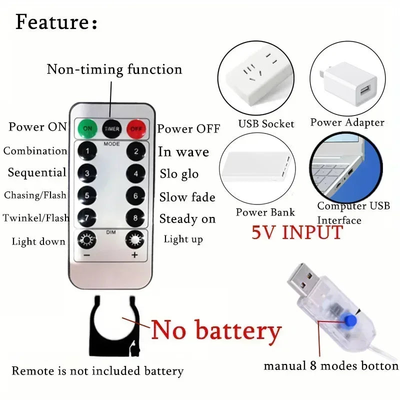 Magical 8‑Mode LED Curtain Lights — Christmas, Weddings & Party Decor (3M/6M USB)