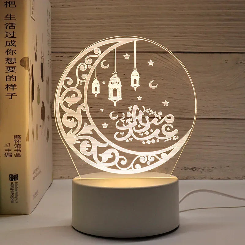 NoorMoon 3D Acrylic Night Lamp — Islamic Party Supplies & Ramadan Home Decoration