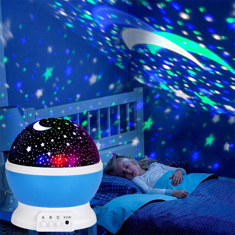 NOVA VIBE GALAXY NIGHT LAMP,ROTATING MOON $STARTS
