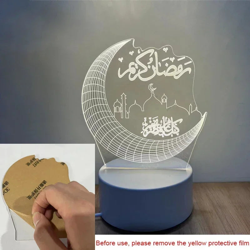 NoorMoon 3D Acrylic Night Lamp — Islamic Party Supplies & Ramadan Home Decoration