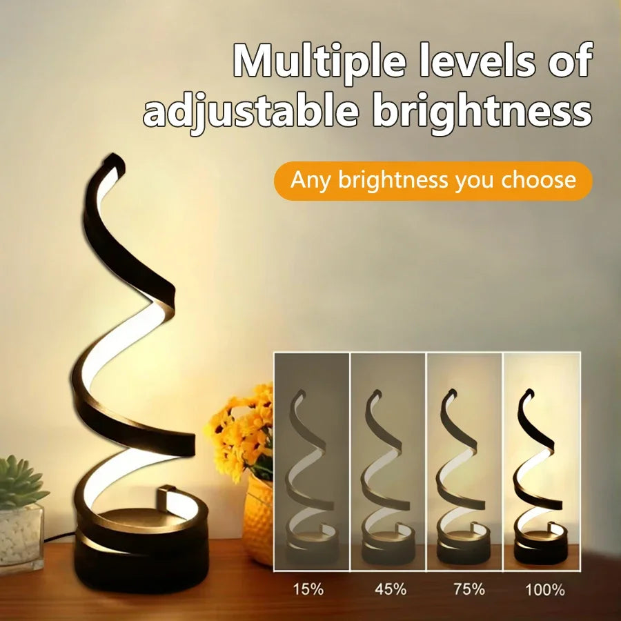 wistBeam LED Spiral Lamp — Sleek Dimmable Table Light for Modern Interiors