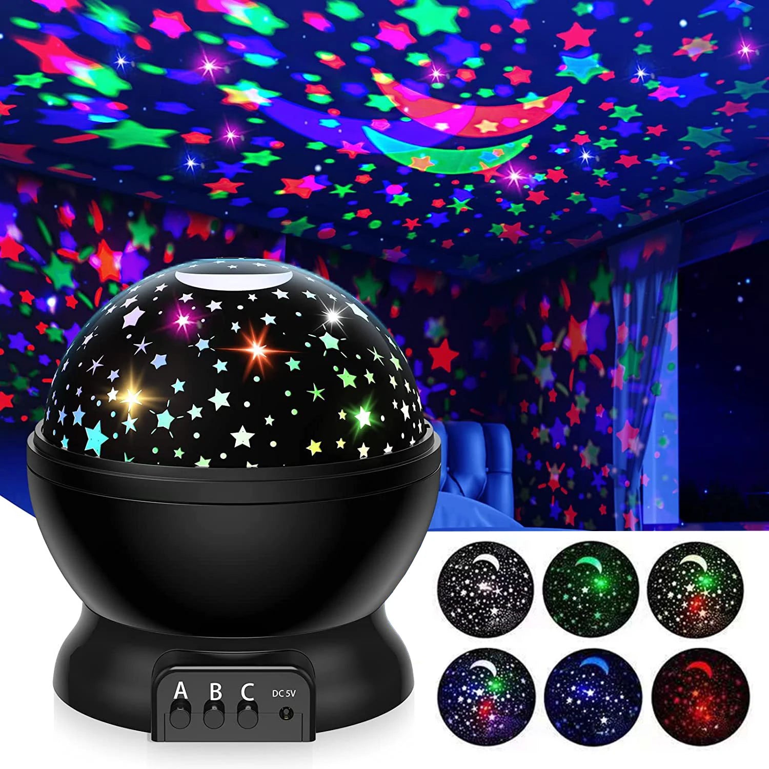 NOVA VIBE GALAXY NIGHT LAMP,ROTATING MOON $STARTS