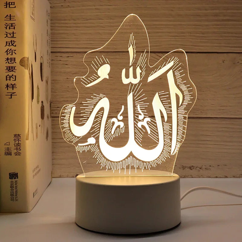 NoorMoon 3D Acrylic Night Lamp — Islamic Party Supplies & Ramadan Home Decoration