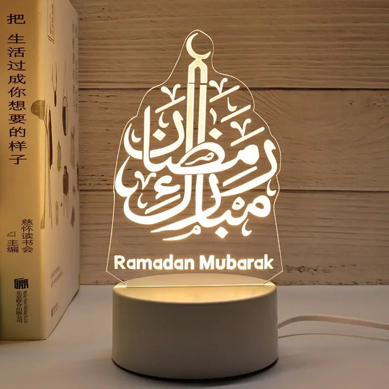 NoorMoon 3D Acrylic Night Lamp — Islamic Party Supplies & Ramadan Home Decoration