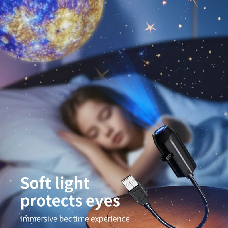 LED Star Galaxy Projector Lamp Moon Earth Wall Decor Switchable Pattern Projection Night Light for Home Bedroom Decoration