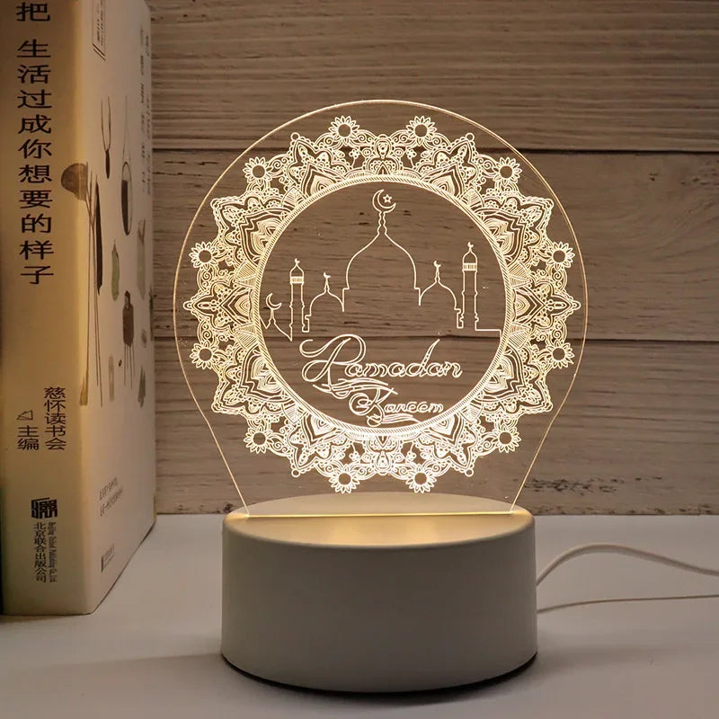 NoorMoon 3D Acrylic Night Lamp — Islamic Party Supplies & Ramadan Home Decoration