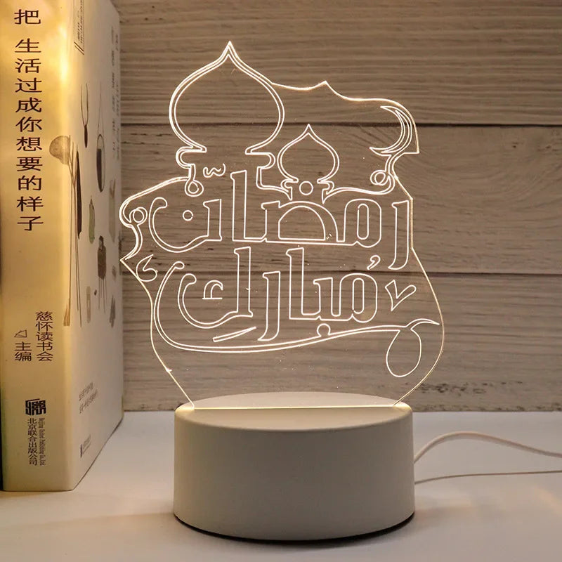 NoorMoon 3D Acrylic Night Lamp — Islamic Party Supplies & Ramadan Home Decoration