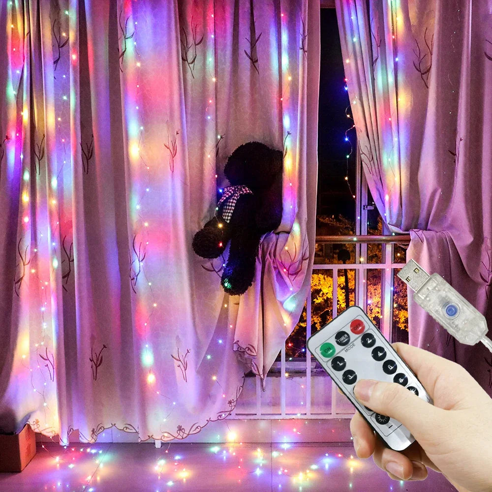 Magical 8‑Mode LED Curtain Lights — Christmas, Weddings & Party Decor (3M/6M USB)