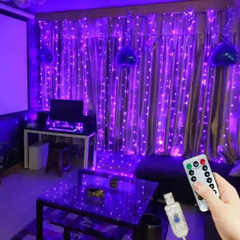 Magical 8‑Mode LED Curtain Lights — Christmas, Weddings & Party Decor (3M/6M USB)