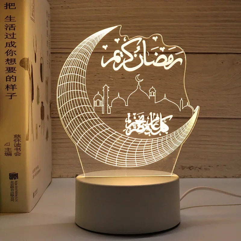 NoorMoon 3D Acrylic Night Lamp — Islamic Party Supplies & Ramadan Home Decoration