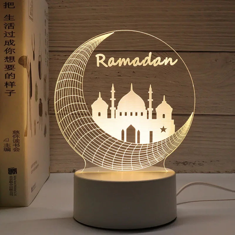 NoorMoon 3D Acrylic Night Lamp — Islamic Party Supplies & Ramadan Home Decoration