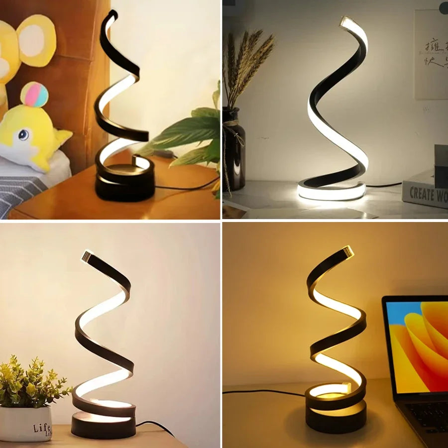wistBeam LED Spiral Lamp — Sleek Dimmable Table Light for Modern Interiors