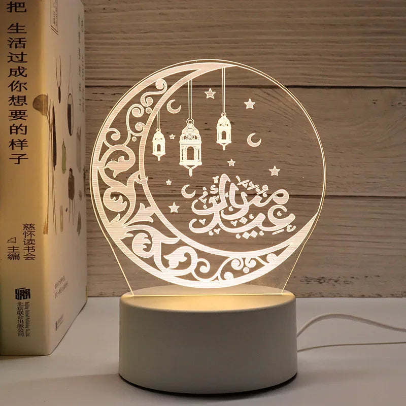 NoorMoon 3D Acrylic Night Lamp — Islamic Party Supplies & Ramadan Home Decoration