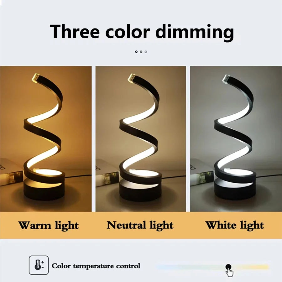 wistBeam LED Spiral Lamp — Sleek Dimmable Table Light for Modern Interiors