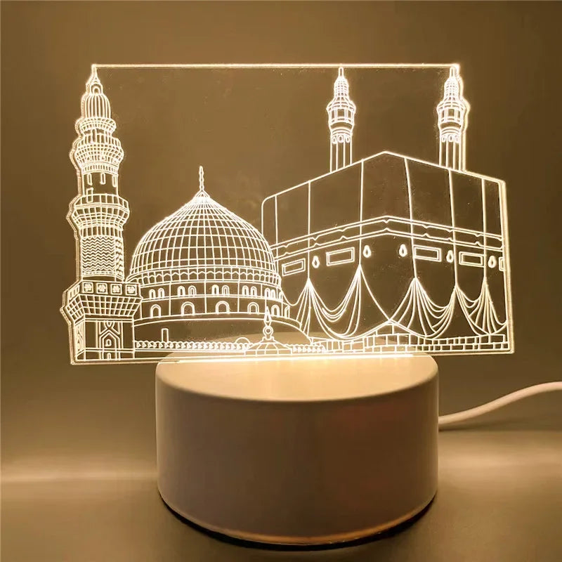 NoorMoon 3D Acrylic Night Lamp — Islamic Party Supplies & Ramadan Home Decoration